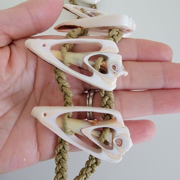 Handmade Seashell Belt Natural Shell and Braided Cord Adjustable Boho New - Picture 3 of 11